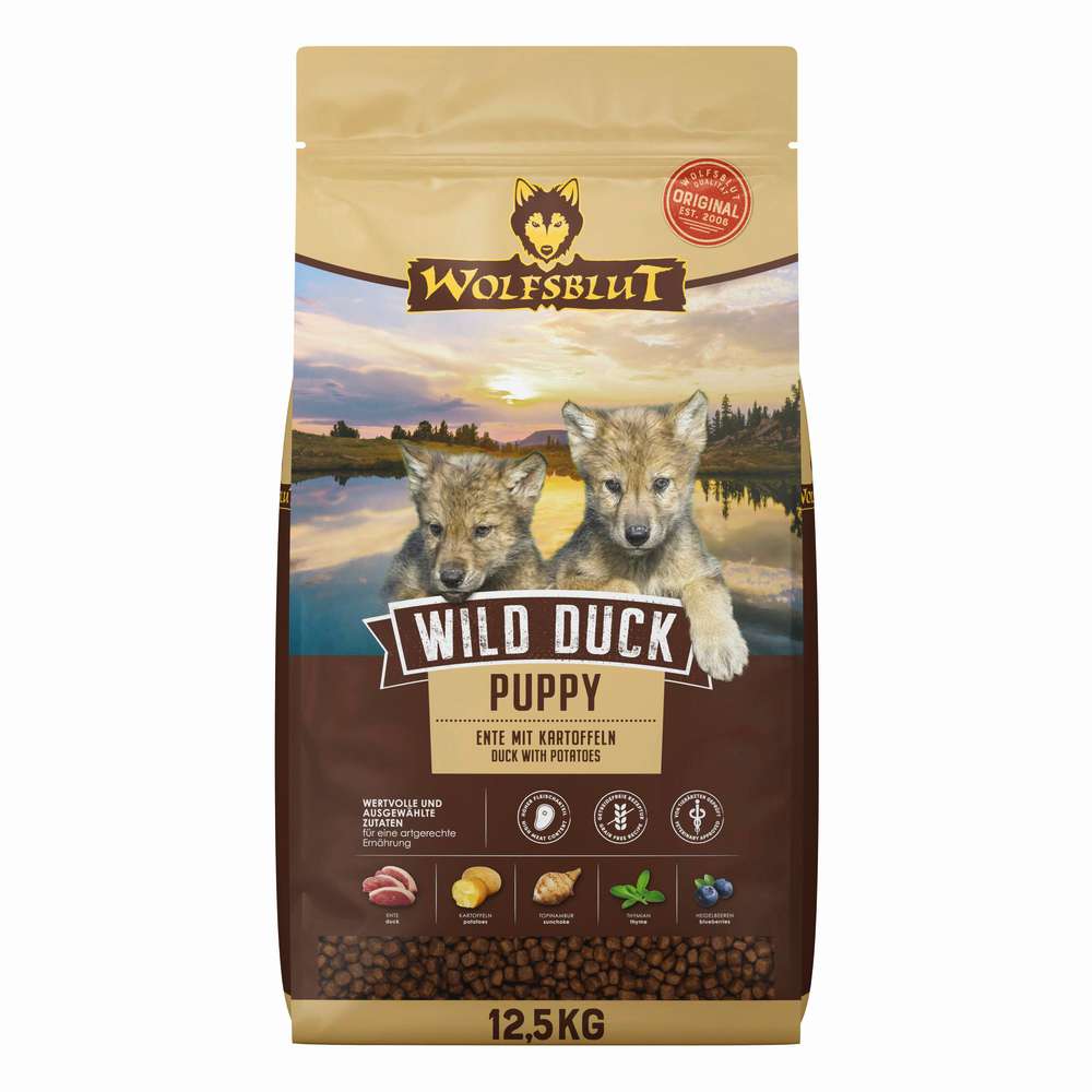 Produktabbildung Wolfsblut Hunde-Trockenfutter Wild Duck Puppy, Entenfleisch/Kartoffeln