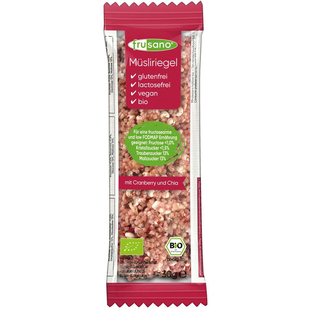 Produktabbildung Frusano Bio Müsliriegel, Cranberry/Chia