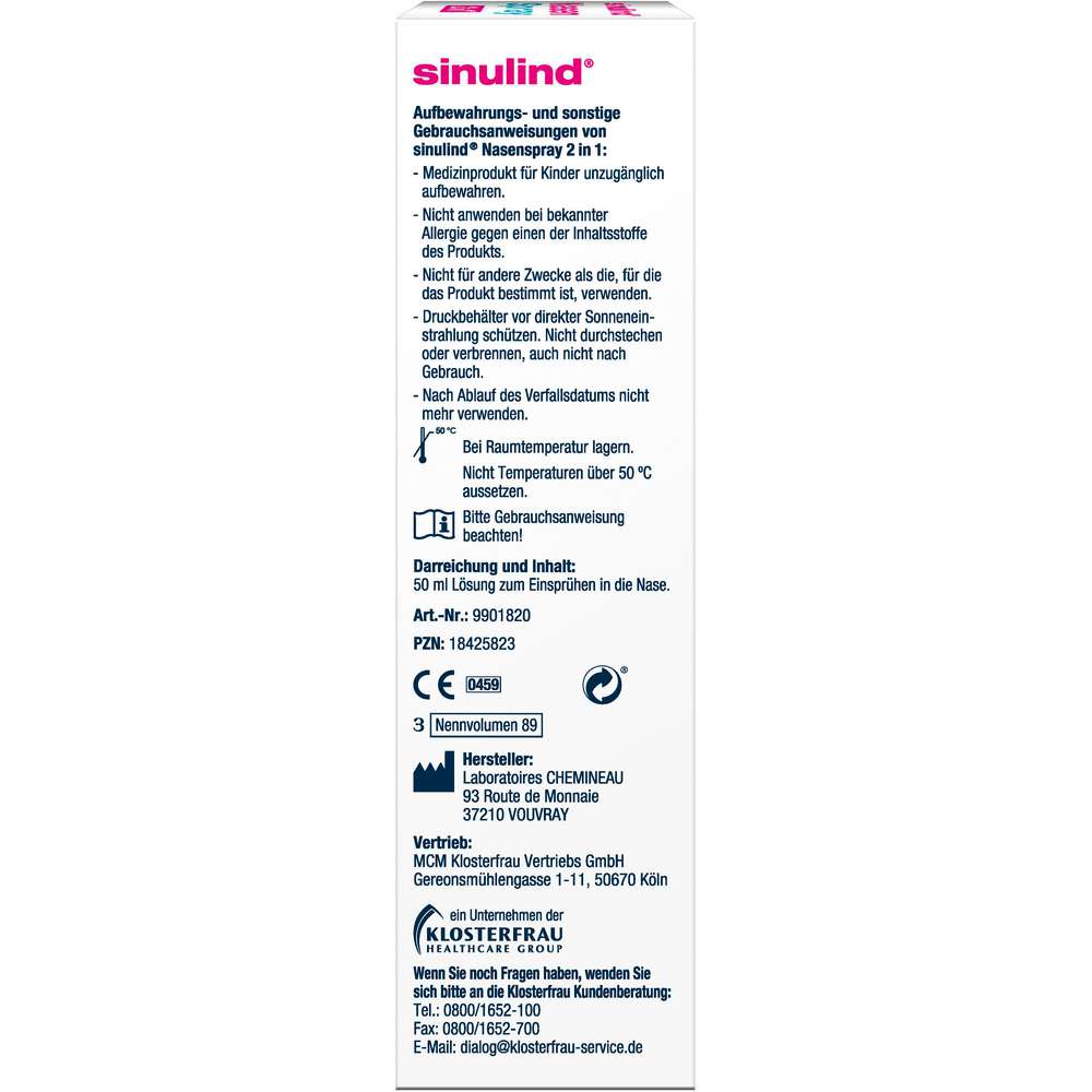 Produktabbildung Sinulind Nasenspray 2in1