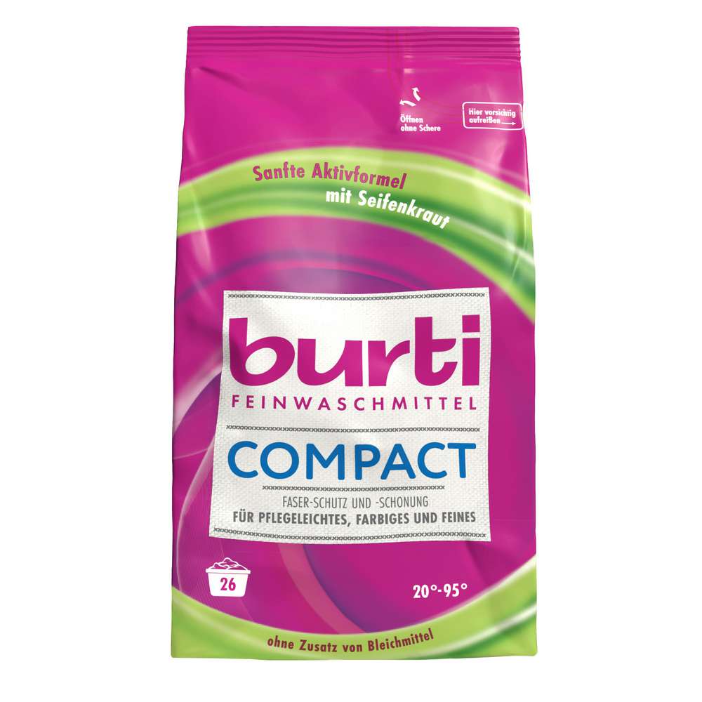 Produktabbildung burti Fein-Waschmittel, Pulver Compact, für pflegeleichte, farbige & feine Textilien