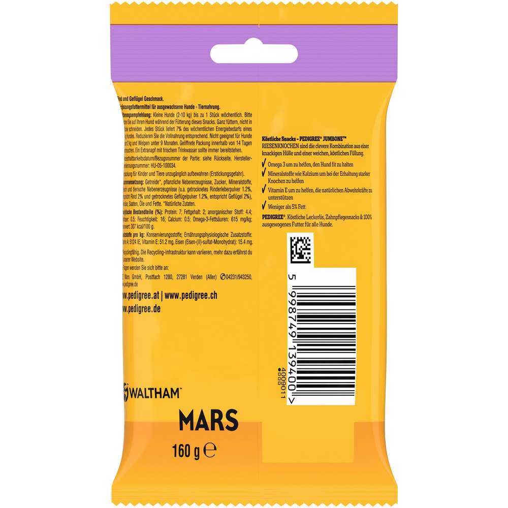 Produktabbildung Pedigree Hunde-Snack Jumbone Riesenknochen, Mini, Rind/Geflügel