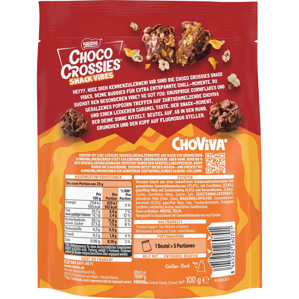 Produktabbildung Nestle Choco Crossies Snack Vibes, Salted Popcorn Caramel