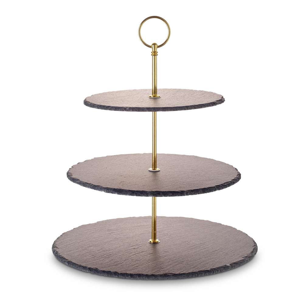 Produktabbildung Follow Noh Schiefer Etagere 3-stöckig gold