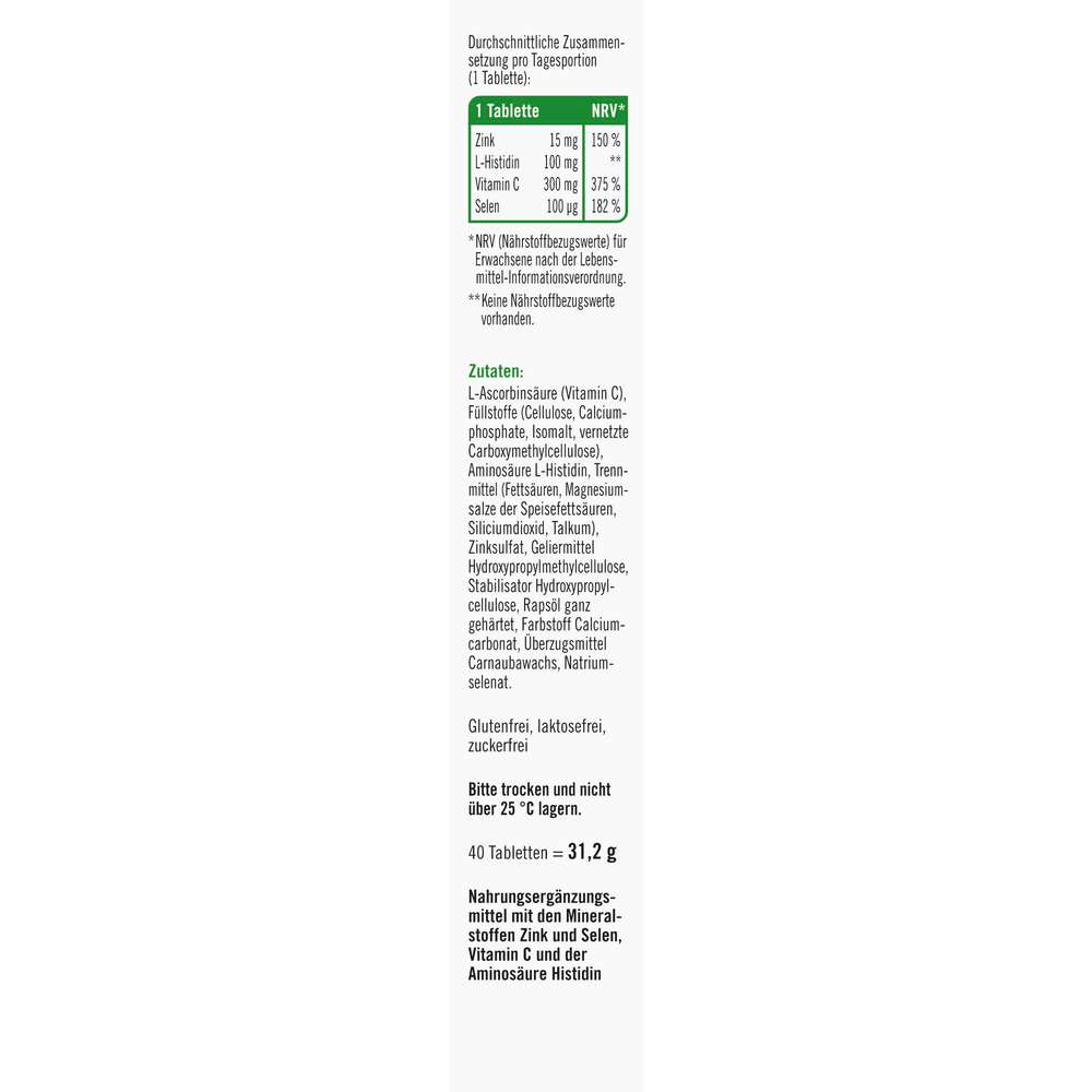 Produktabbildung Taxofit Zink + Histidin + Selen Tabletten