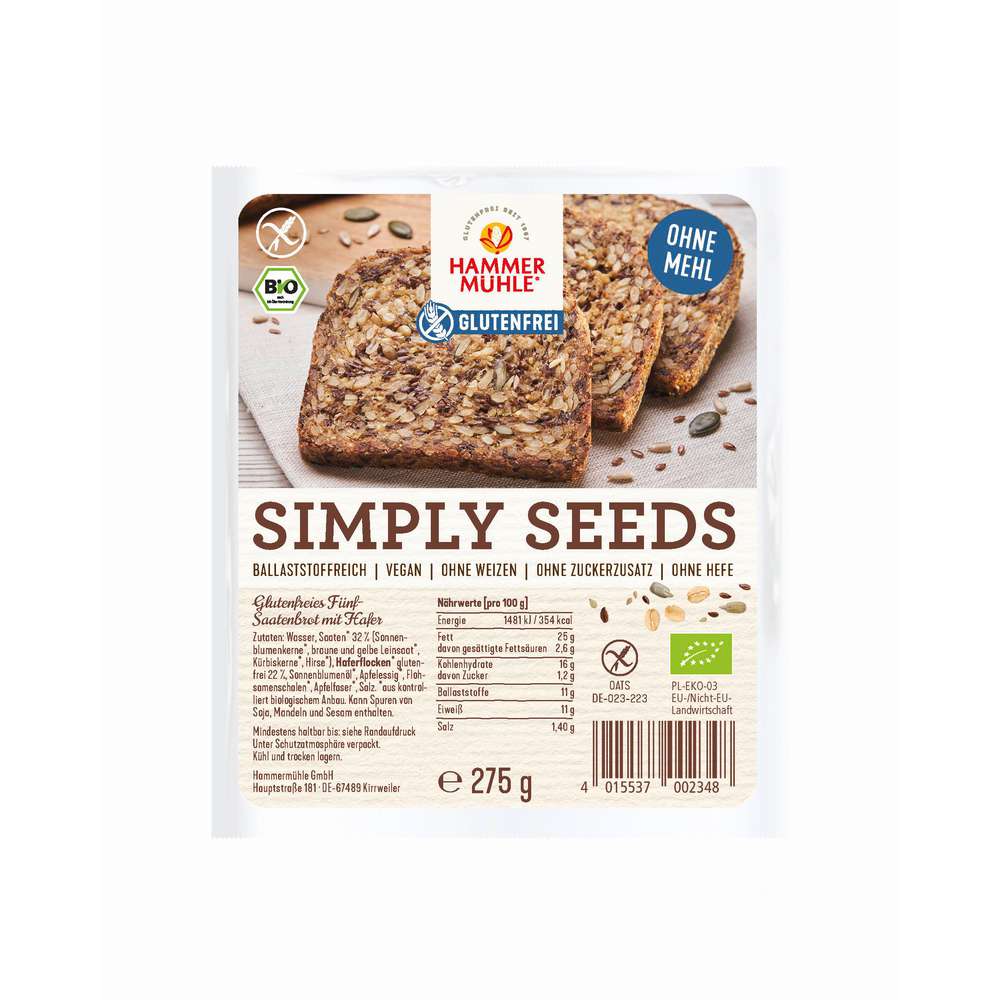 Produktabbildung Hammermühle Bio Simply Seeds, Fünf-Saatenbrot