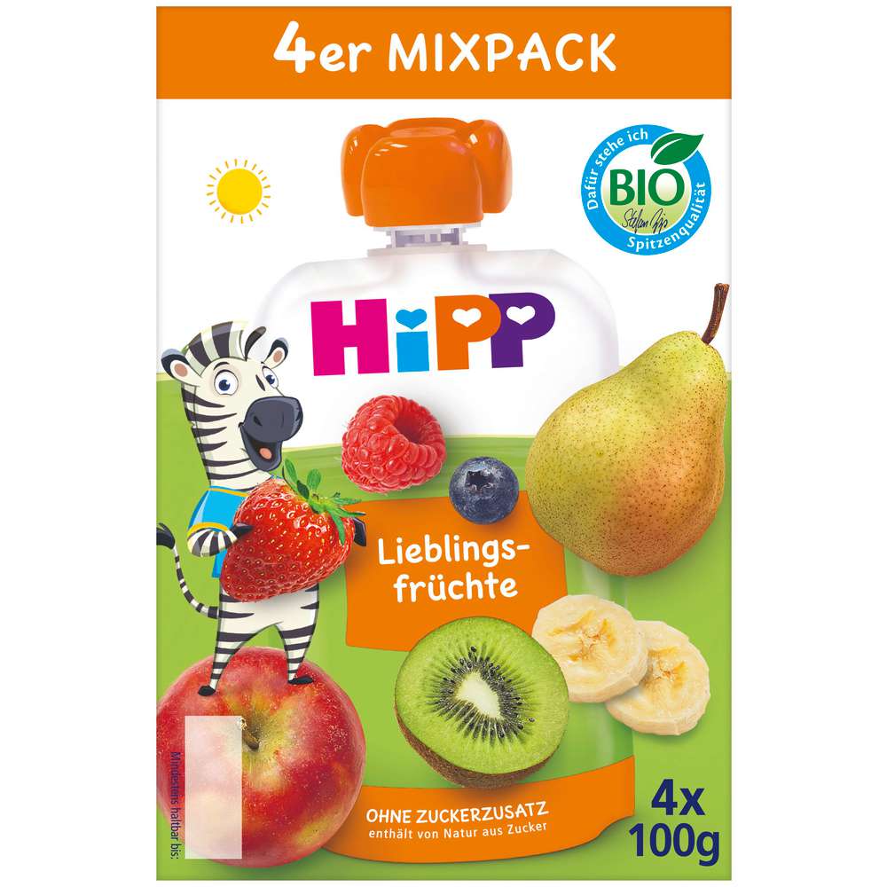 Produktabbildung Hipp Fruchtquetschmus Hippis MIXPACK, 4 Sorten