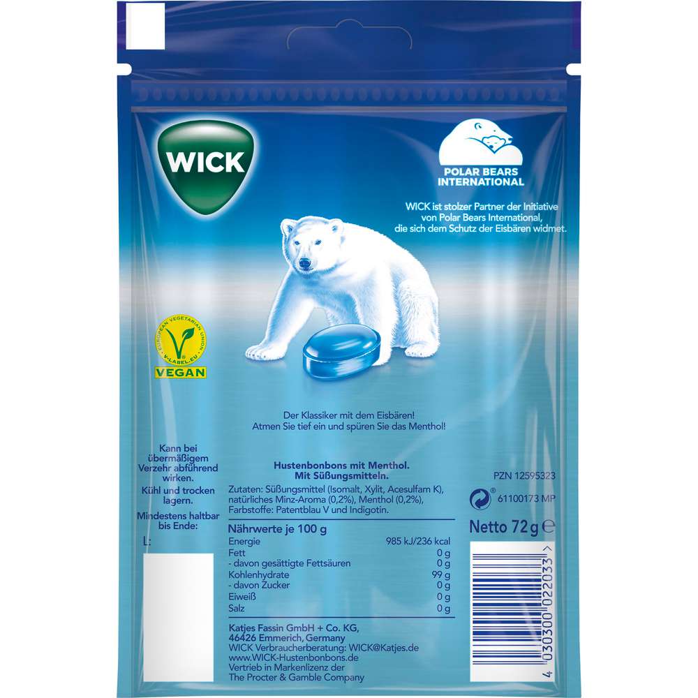 Produktabbildung Wick Bonbons Blau Menthol, ohne Zucker
