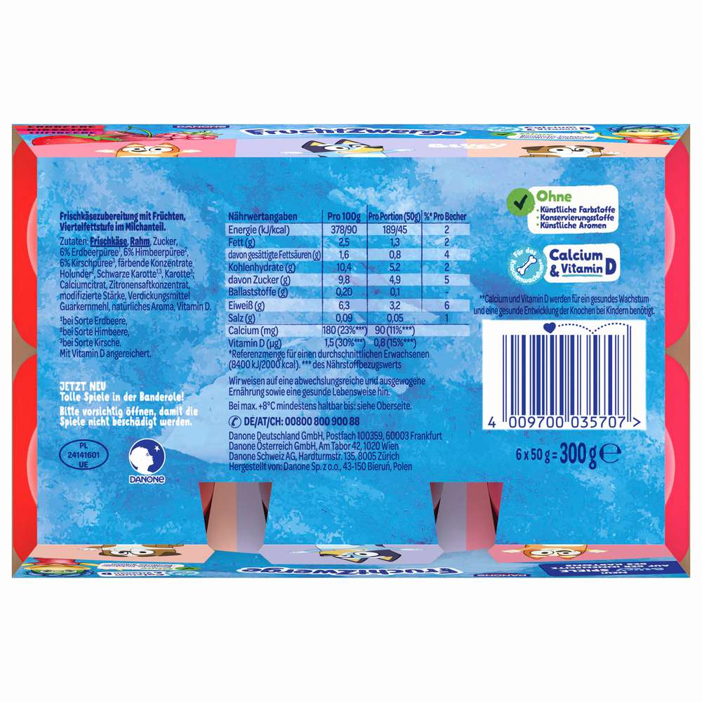 Produktabbildung Fruchtzwerge Fruchtquark, Erdbeere/Himbeere/Kirsche
