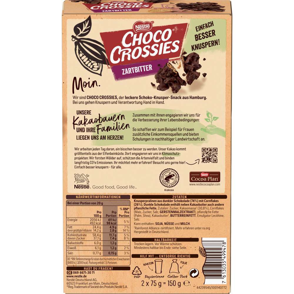 Produktabbildung Nestle Choco Crossies, Feinherb