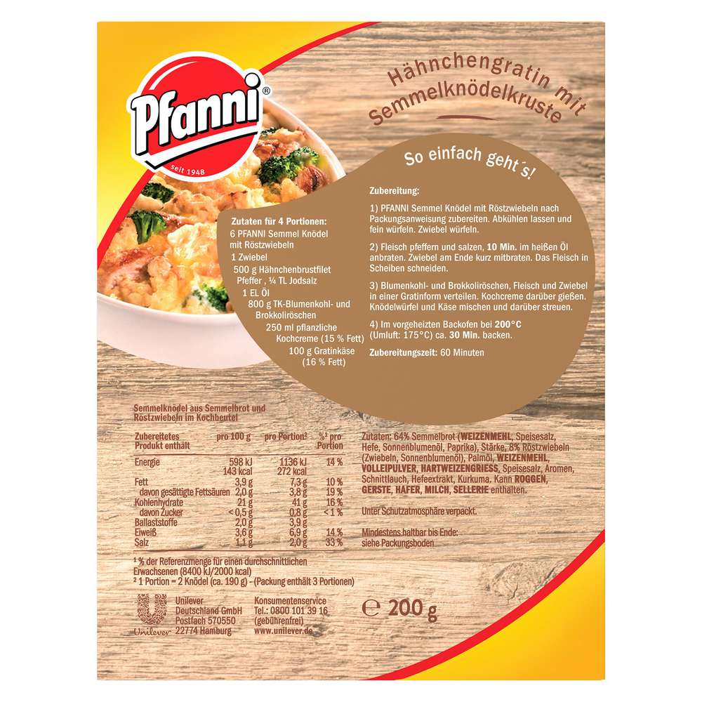 Produktabbildung Pfanni Semmel Knödel mit Röstzwiebel