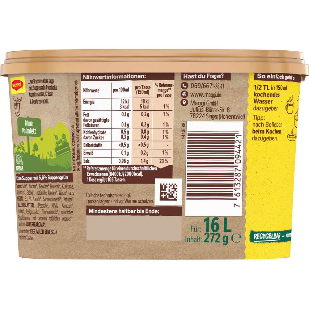 Produktabbildung Maggi Klare Suppe mit Suppengrün