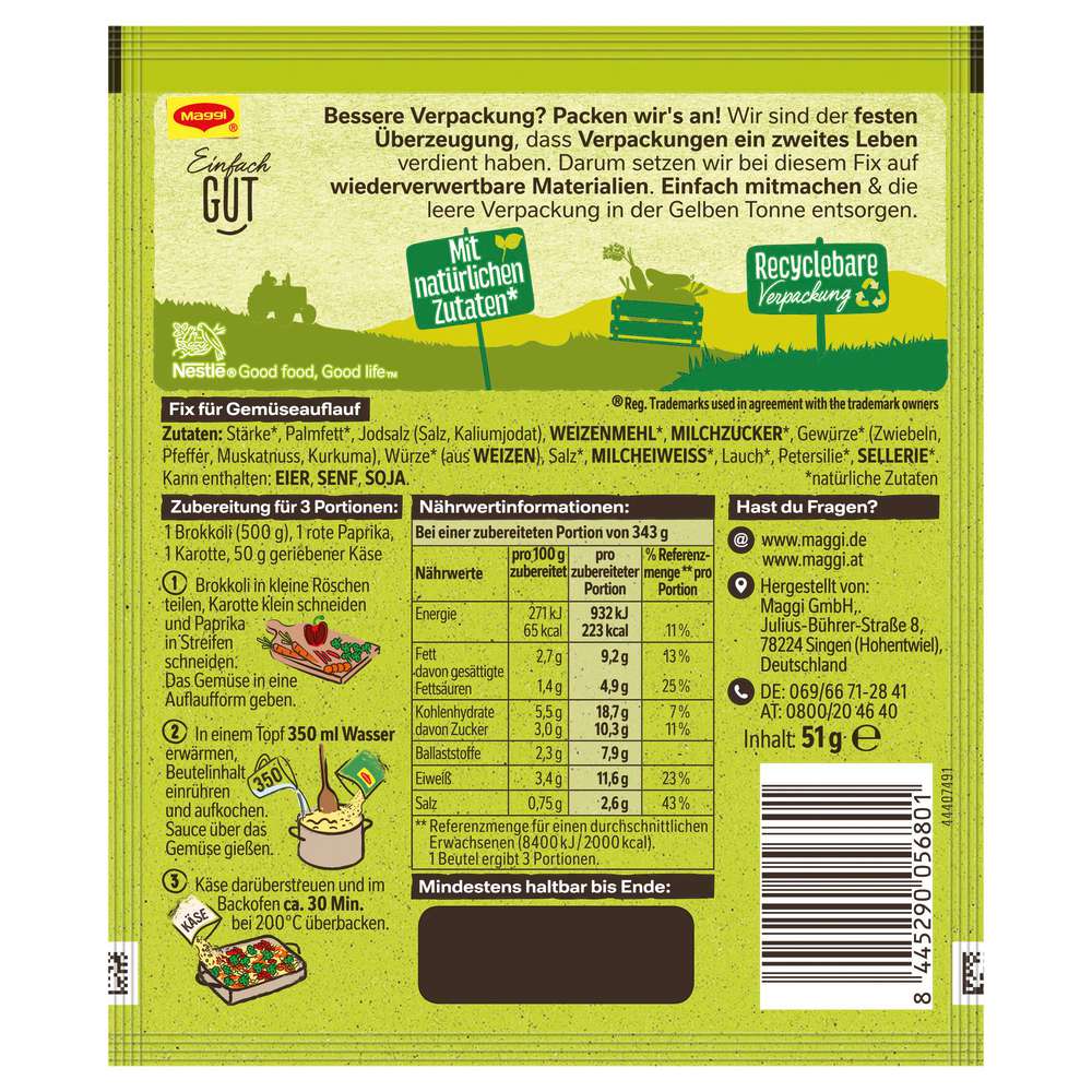 Produktabbildung Maggi Fix-Würzmischung, Bunter Gemüse-Auflauf