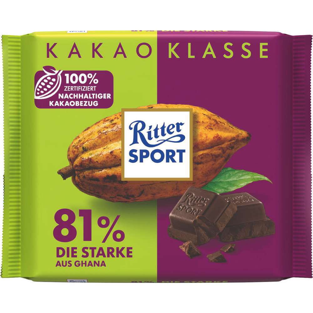 Produktabbildung Ritter Sport Tafelschokolade Kakao-Klasse, 81% Die Starke aus Ghana