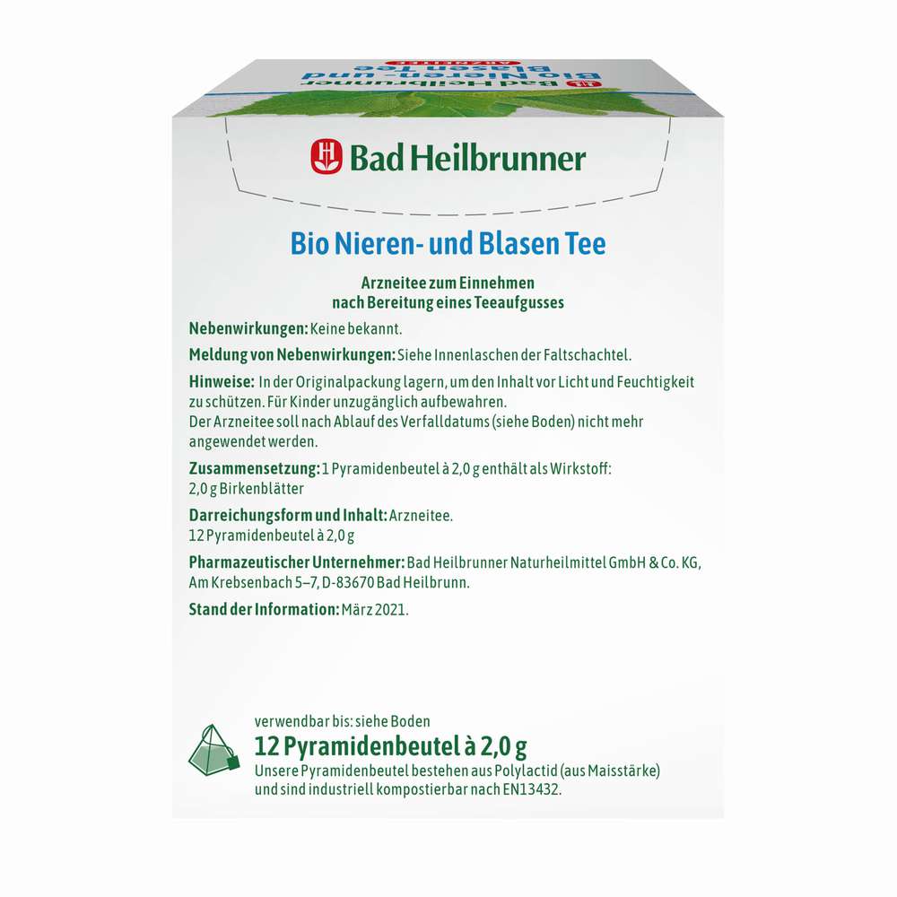 Produktabbildung Bad Heilbrunner Bio Nieren- und Blasen Tee