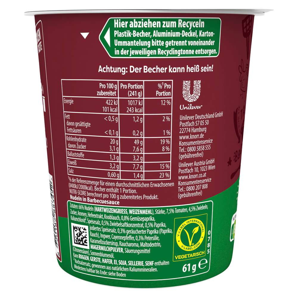 Produktabbildung Knorr Pasta Snack, BBQ Chicken Taste