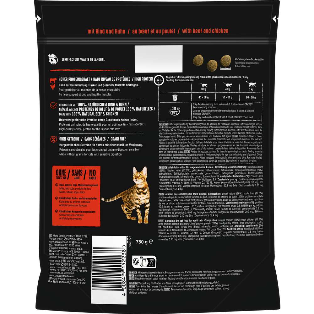 Produktabbildung Crave Katzen-Trockenfutter, Rind/Huhn