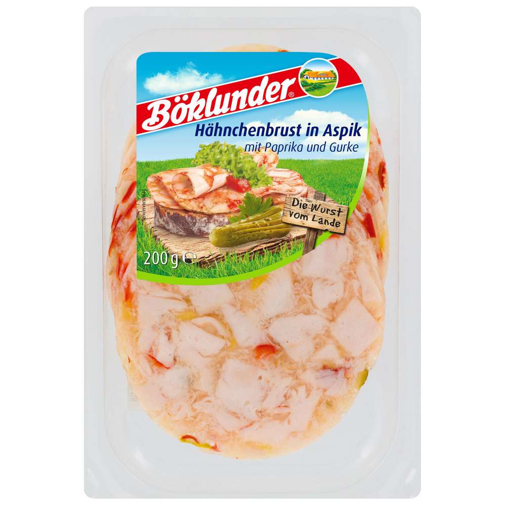 Produktabbildung Böklunder Hähnchenbrust in Aspik Paprika/Gurke