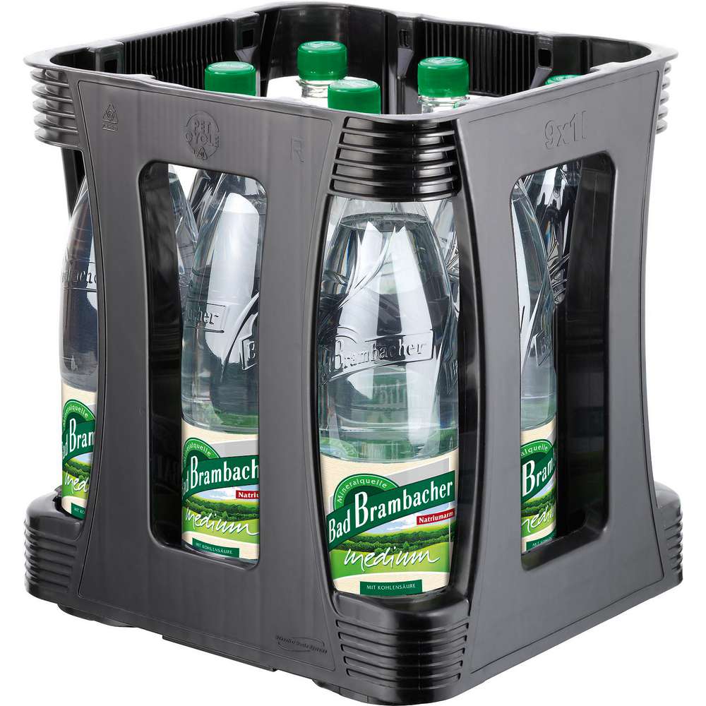 Produktabbildung Bad Brambacher Mineralwasser, Medium (9x 1,000 Liter)
