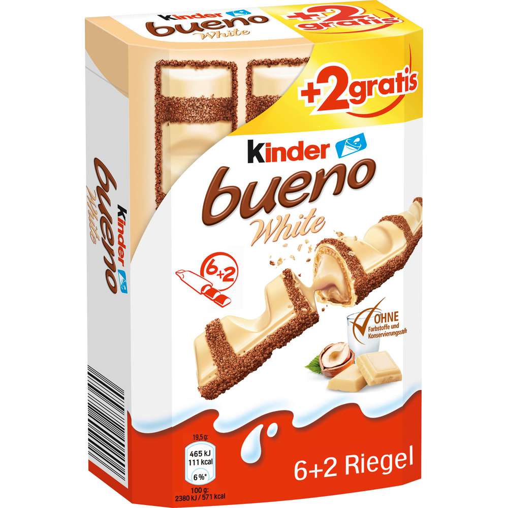 Produktabbildung Ferrero Kinder Bueno White, Haselnuss Riegel
