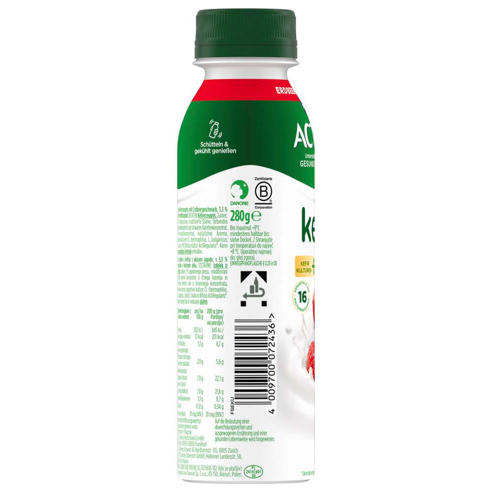 Produktabbildung Danone Activia Kefir mild, Erdbeer