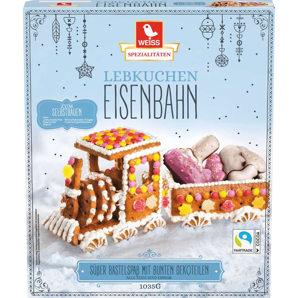 Produktabbildung Weiss Lebkuchen-Eisenbahn zum Selbstbauen