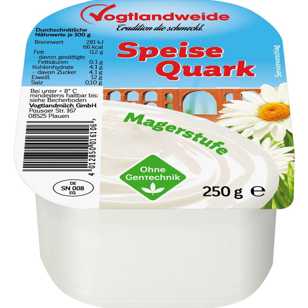Produktabbildung Vogtlandweide Speisequark, Magerstufe
