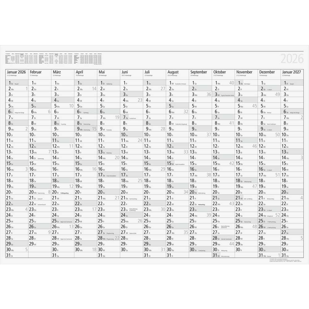 Produktabbildung BAIER + SCHNEIDER Wandkalender Young Design 8 6x 61cm