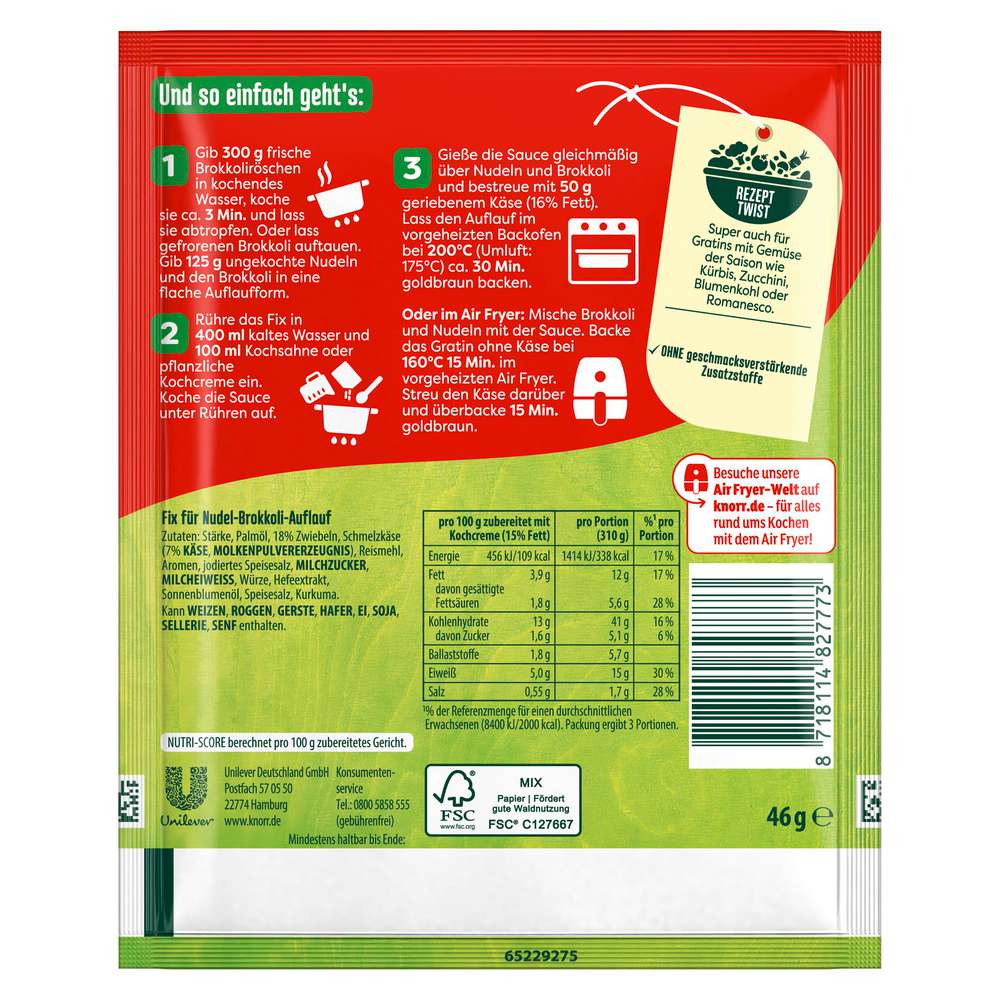 Produktabbildung Knorr Fix Würzmischung Nudel-Broccoli Auflauf