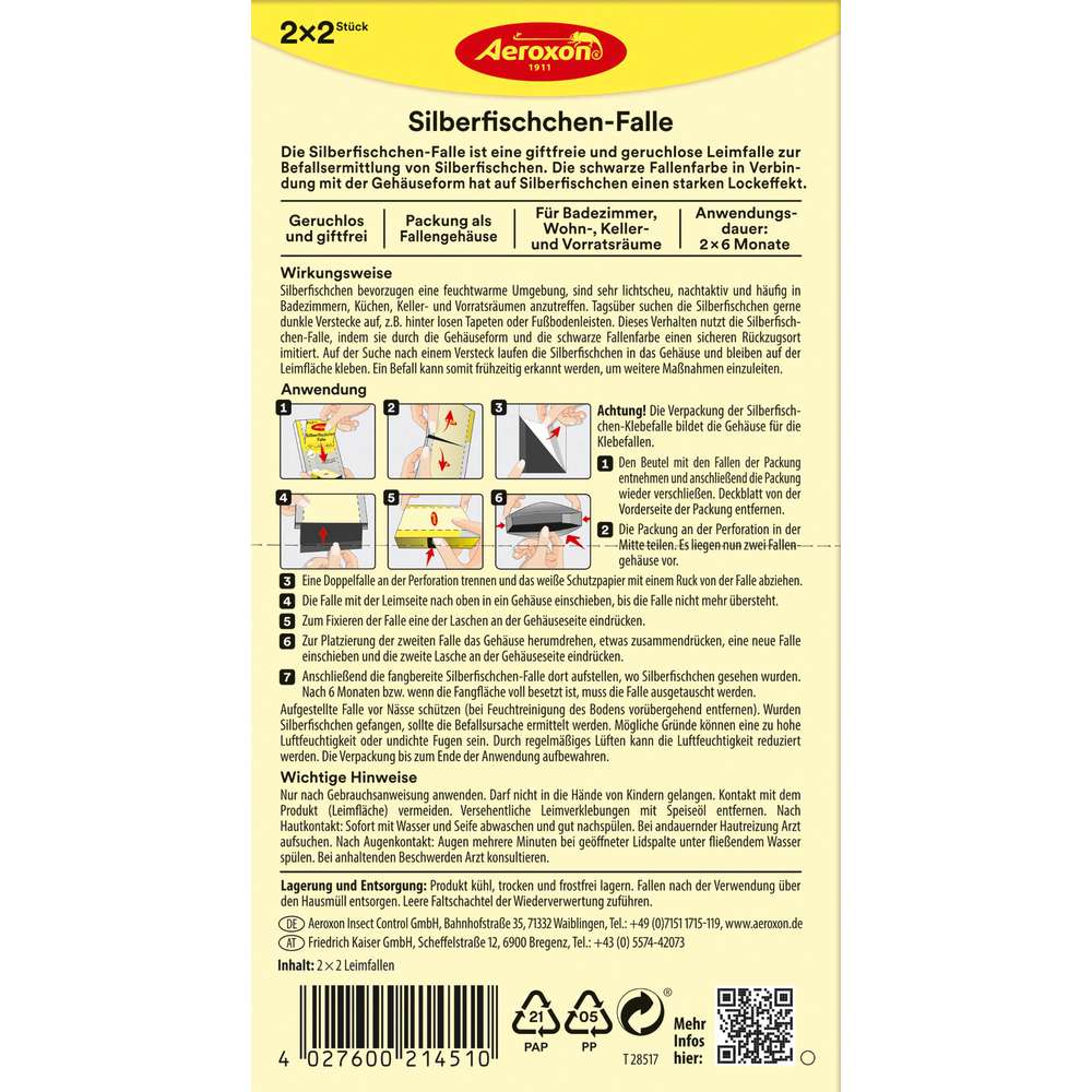 Produktabbildung Aeroxon Silberfischchen-Falle