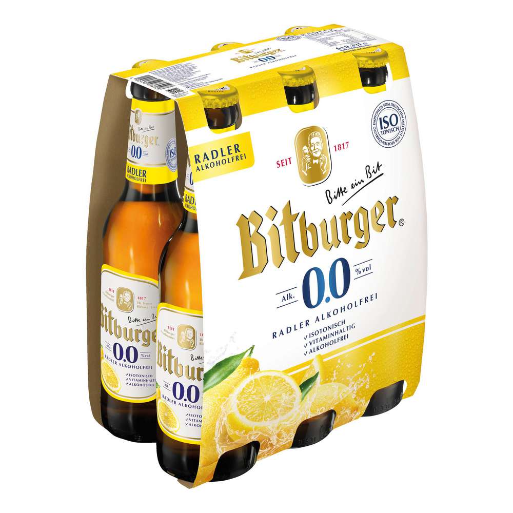 Produktabbildung Bitburger Radler, alkoholfrei (6x 0,330 Liter)