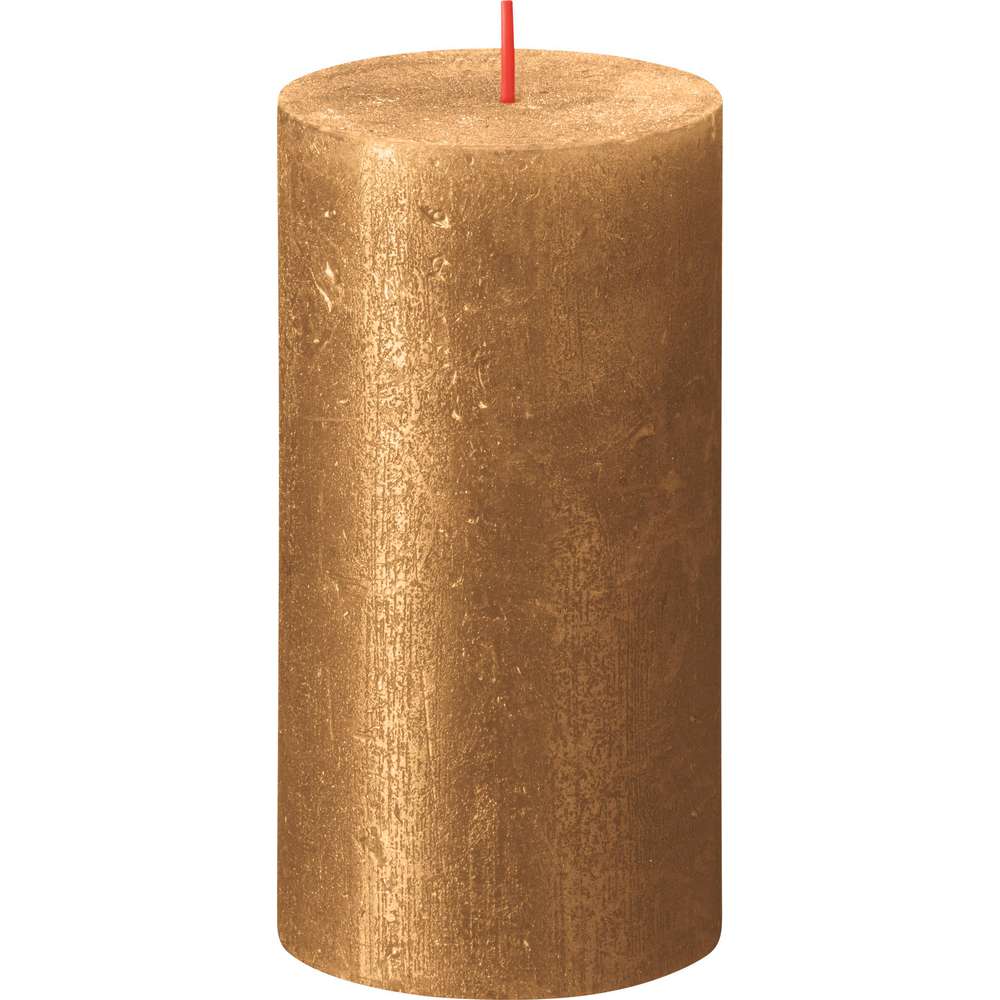 Produktabbildung Bolsius Stumpenkerze Rustik Shimmer 13x6,8cm, gold