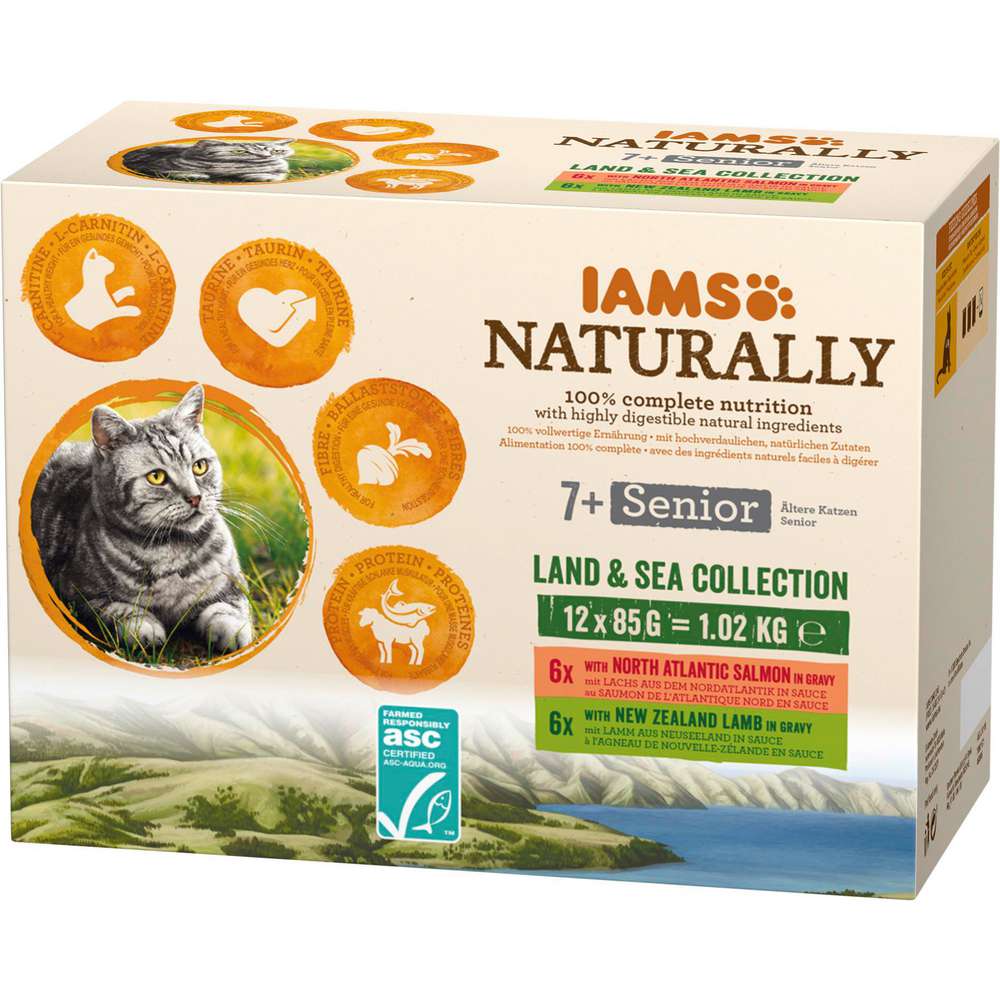 Produktabbildung IAMS Naturally Katzen-Nassfutter Senior, Land & Sea Collection