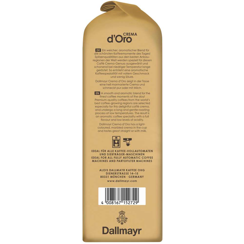 Produktabbildung Dallmayr Kaffee Crema d'Oro Original, ganze Bohne