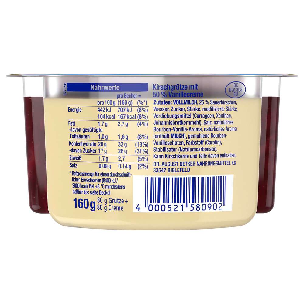 Produktabbildung Dr. Oetker Kirsch Grütze mit Vanille-Creme