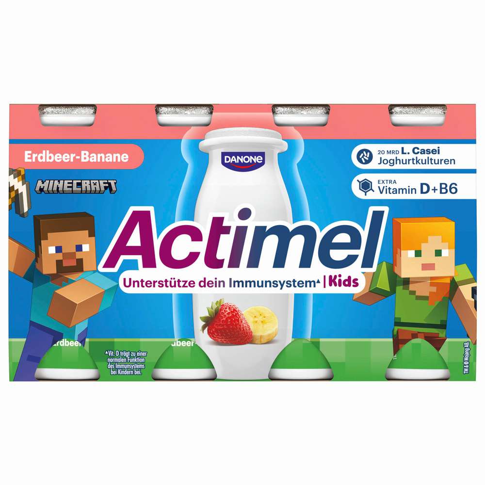 Produktabbildung Danone Actimel Kids Trinkjoghurt, Erdbeer Banane