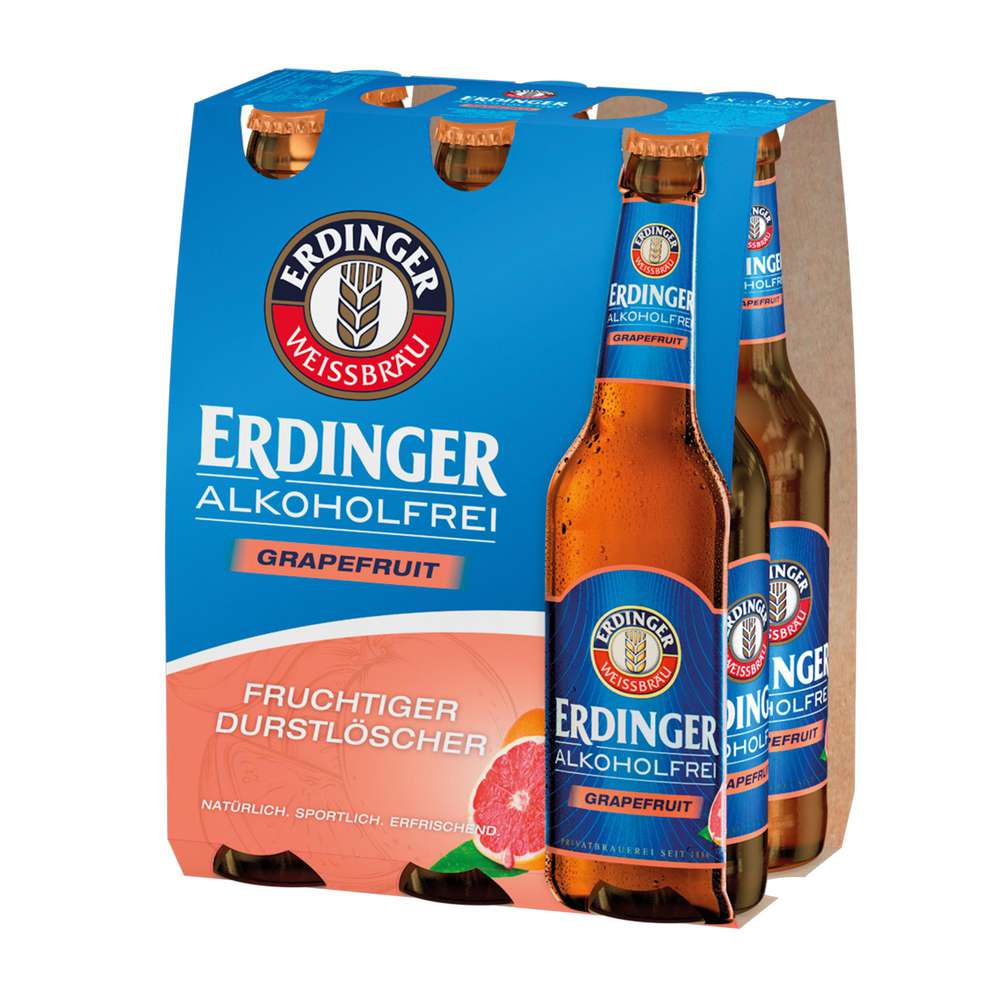 Produktabbildung Erdinger Weißbier-Mix, Grapefruit, alkoholfrei (6x 0,330 Liter)