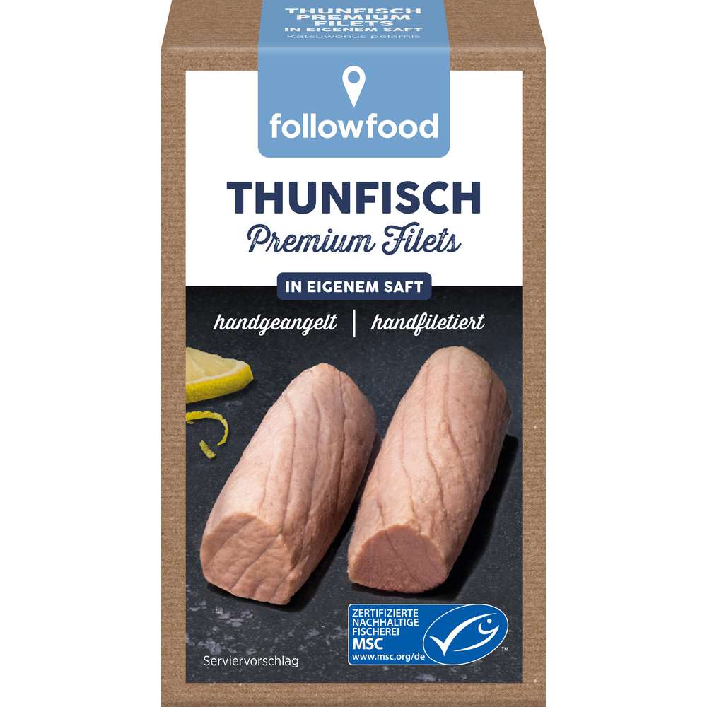 Produktabbildung followfood Thunfisch Premium Filets, Natur