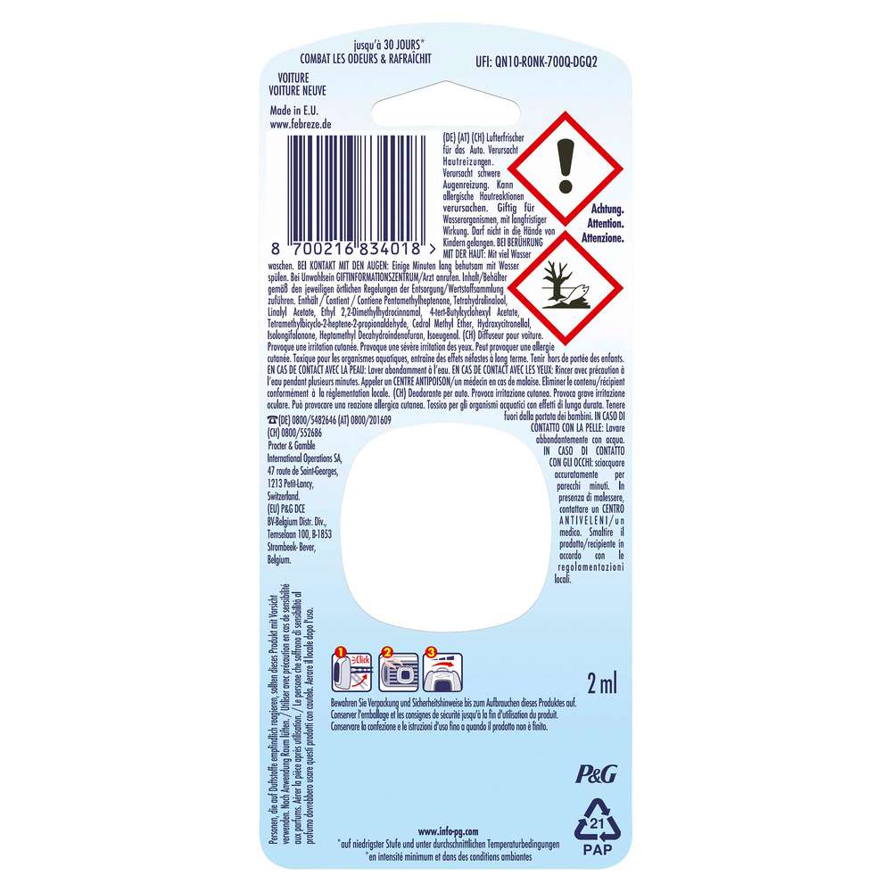 Produktabbildung Febreze Auto Lufterfrischer, Neuwagenduft