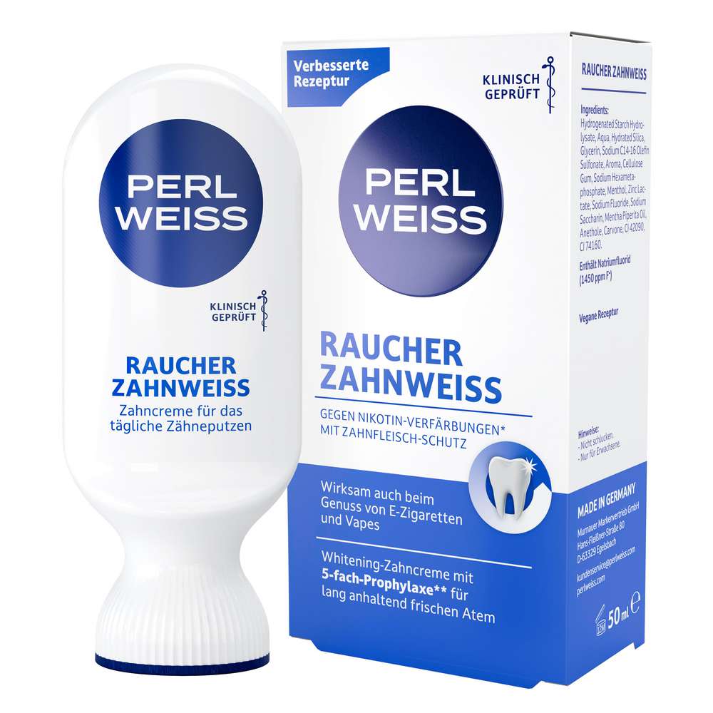 Produktabbildung Perlweiss Zahncreme Raucher Zahnweiss