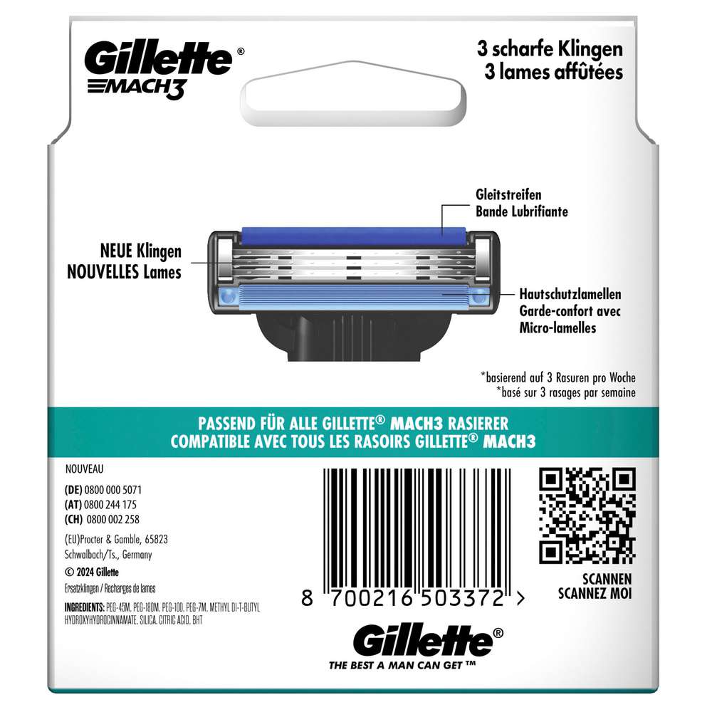 Produktabbildung Gillette Mach3 Rasierklingen
