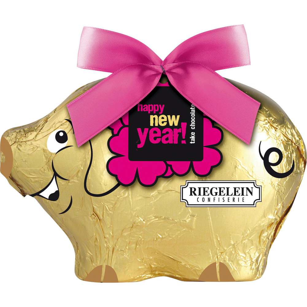Produktabbildung Riegelein Schoko-Glücksschwein, mit Dekor