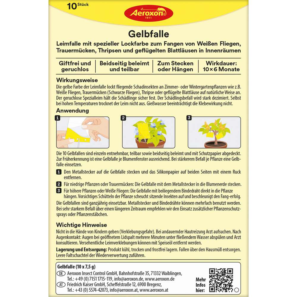 Produktabbildung Aeroxon Gelbfalle für Topfpflanzen