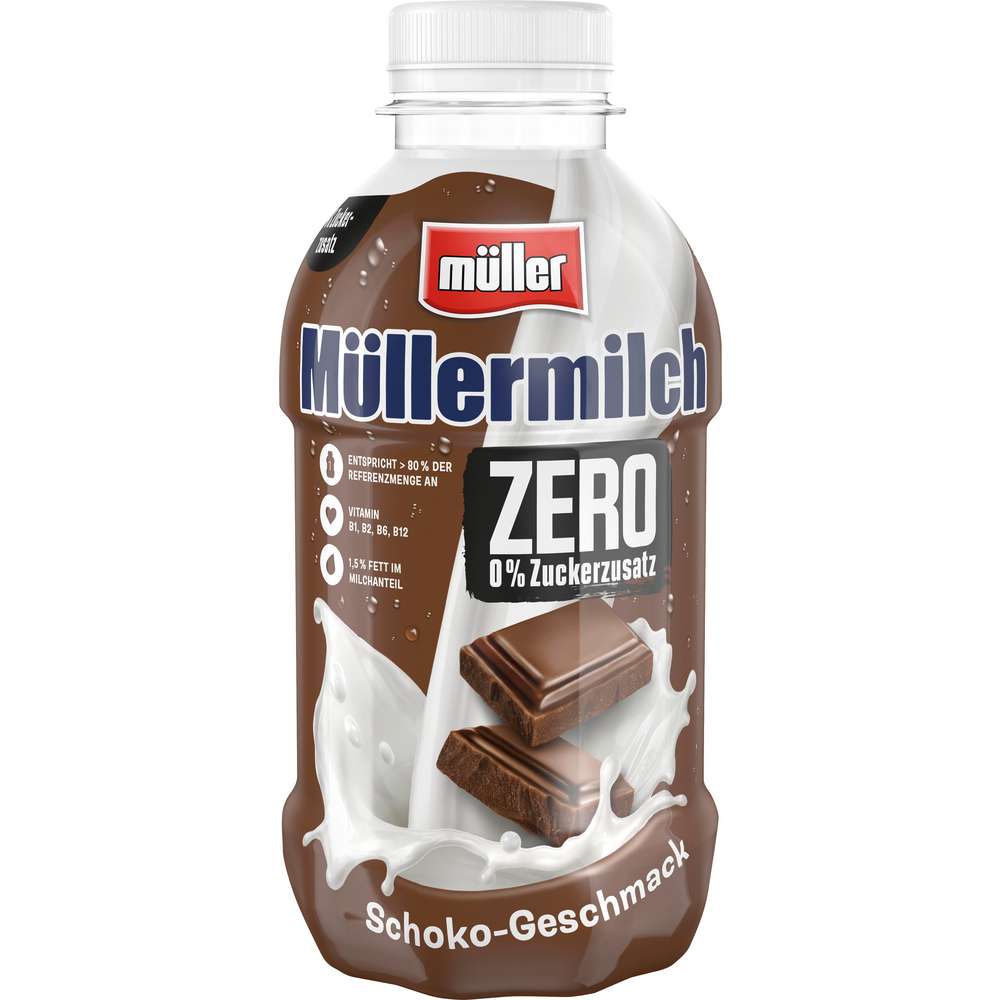 Produktabbildung Müller Müllermilch Schoko-Geschmack, 0% Zuckerzusatz