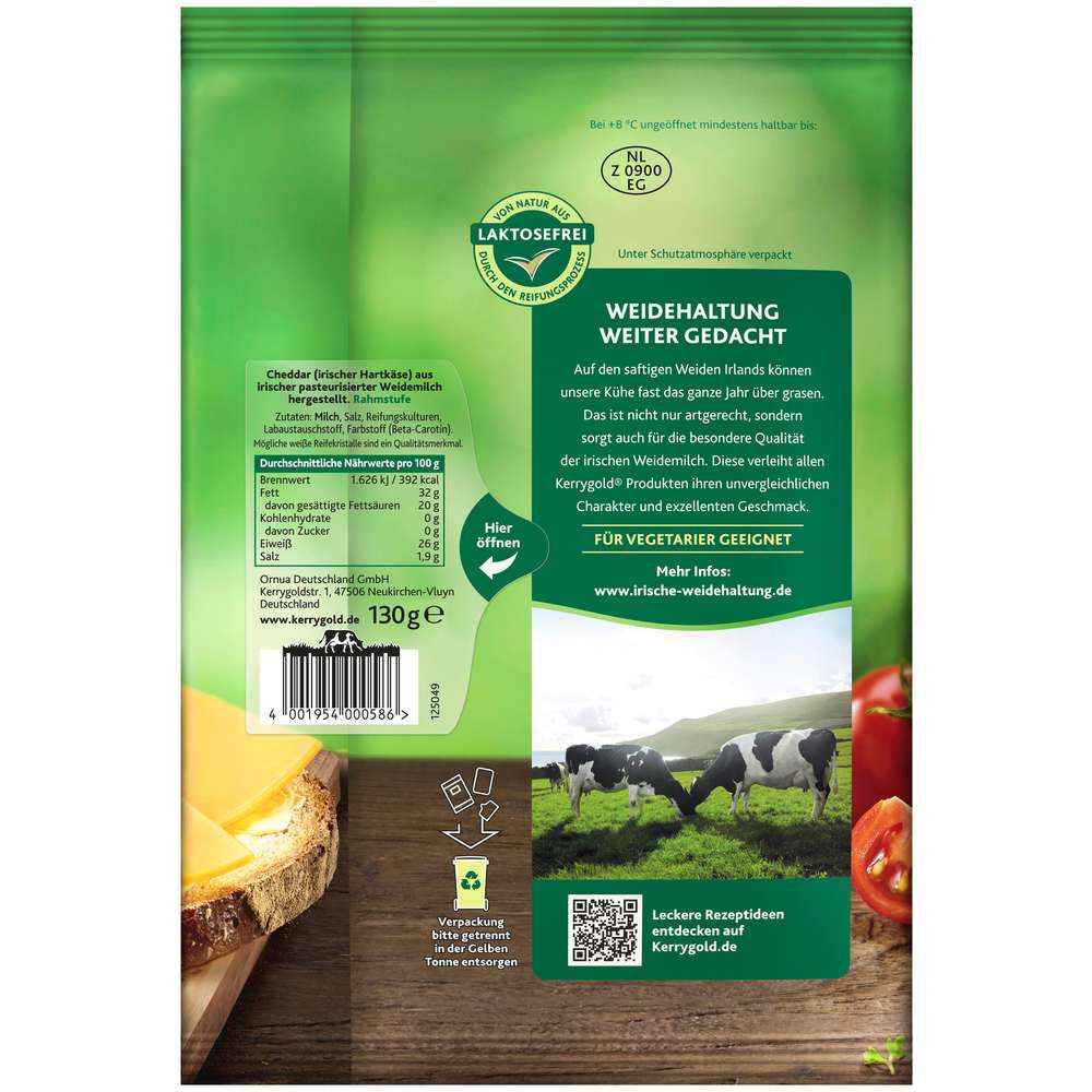 Produktabbildung Kerrygold Käsescheiben Cheddar, Herzhaft
