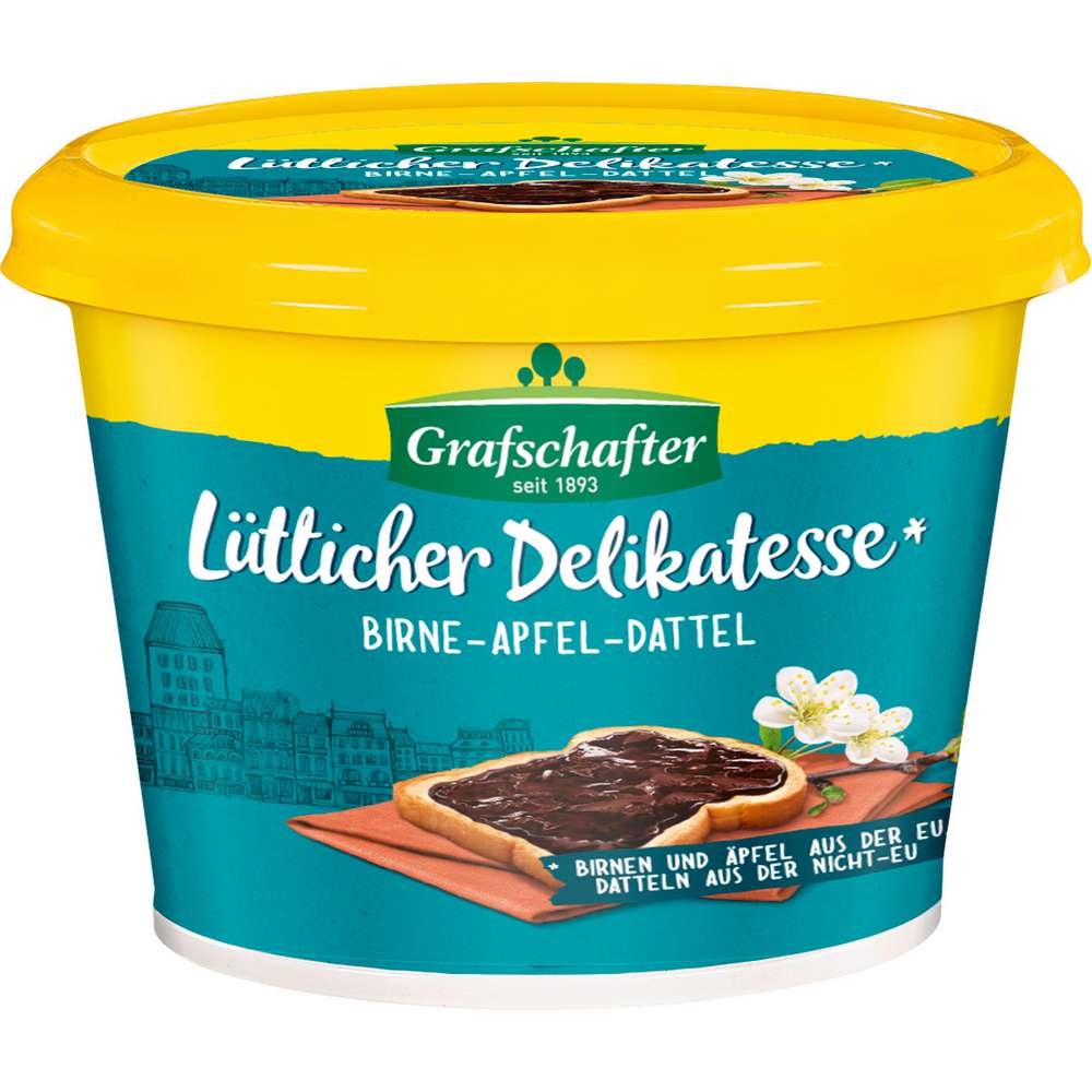 Produktabbildung Grafschafter Brotaufstrich Lütticher Delikatesse, Birne/Dattel/Apfel