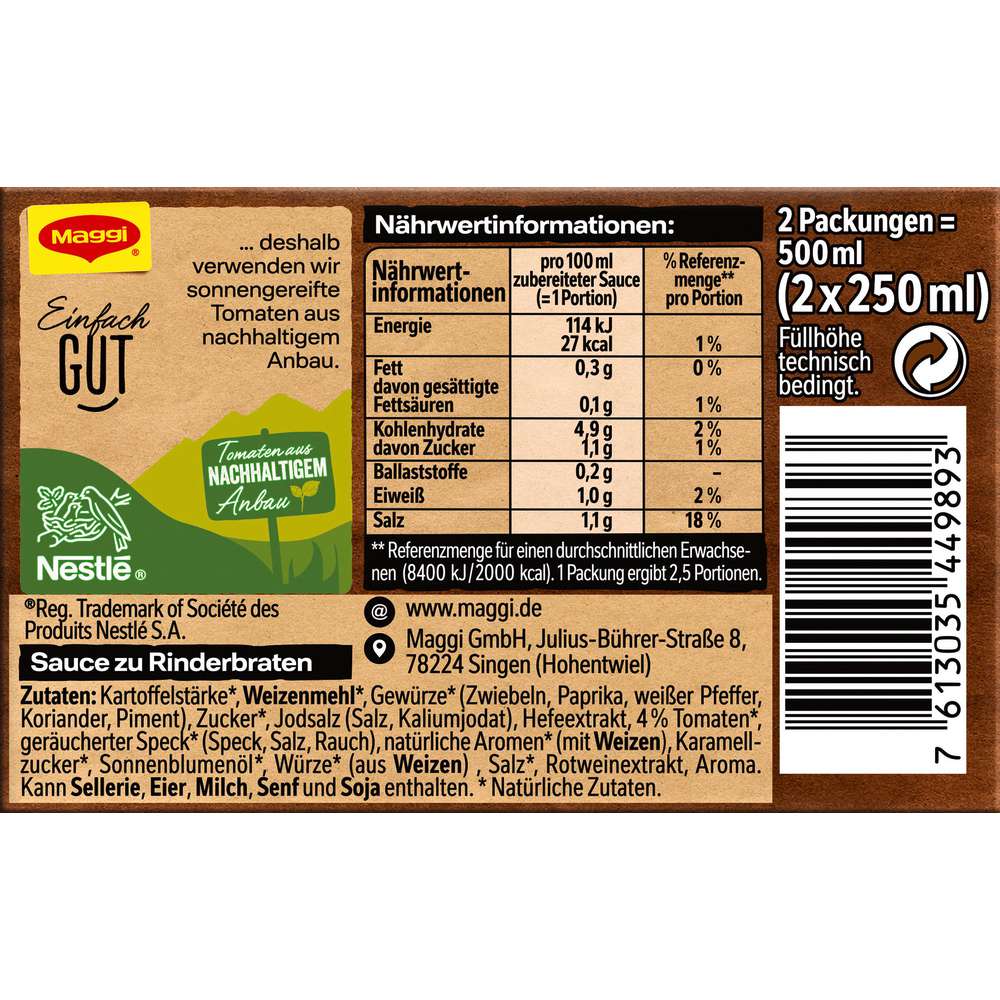 Produktabbildung Maggi Delikatess-Sauce, Rinderbraten