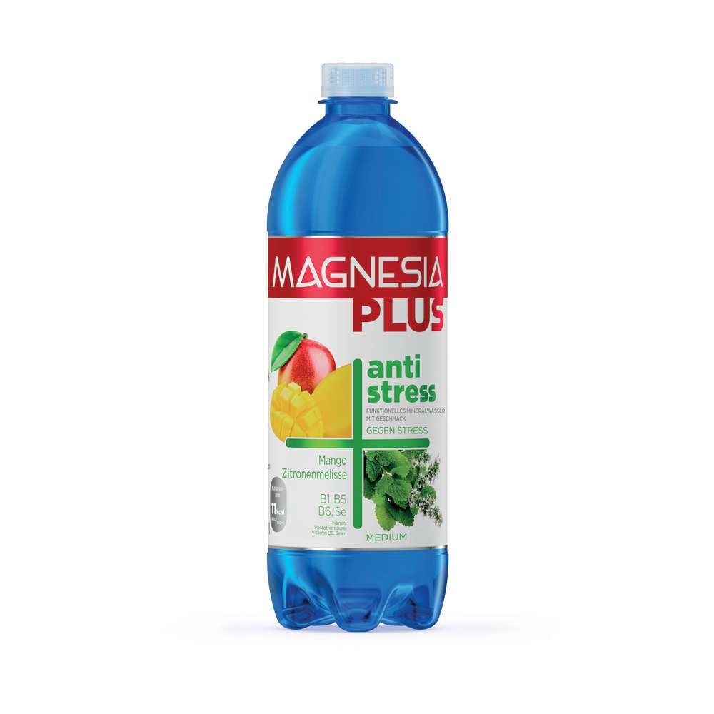 Produktabbildung Magnesia Mineralwasser Plus, Anti Stress, Mango Zitronenmelisse