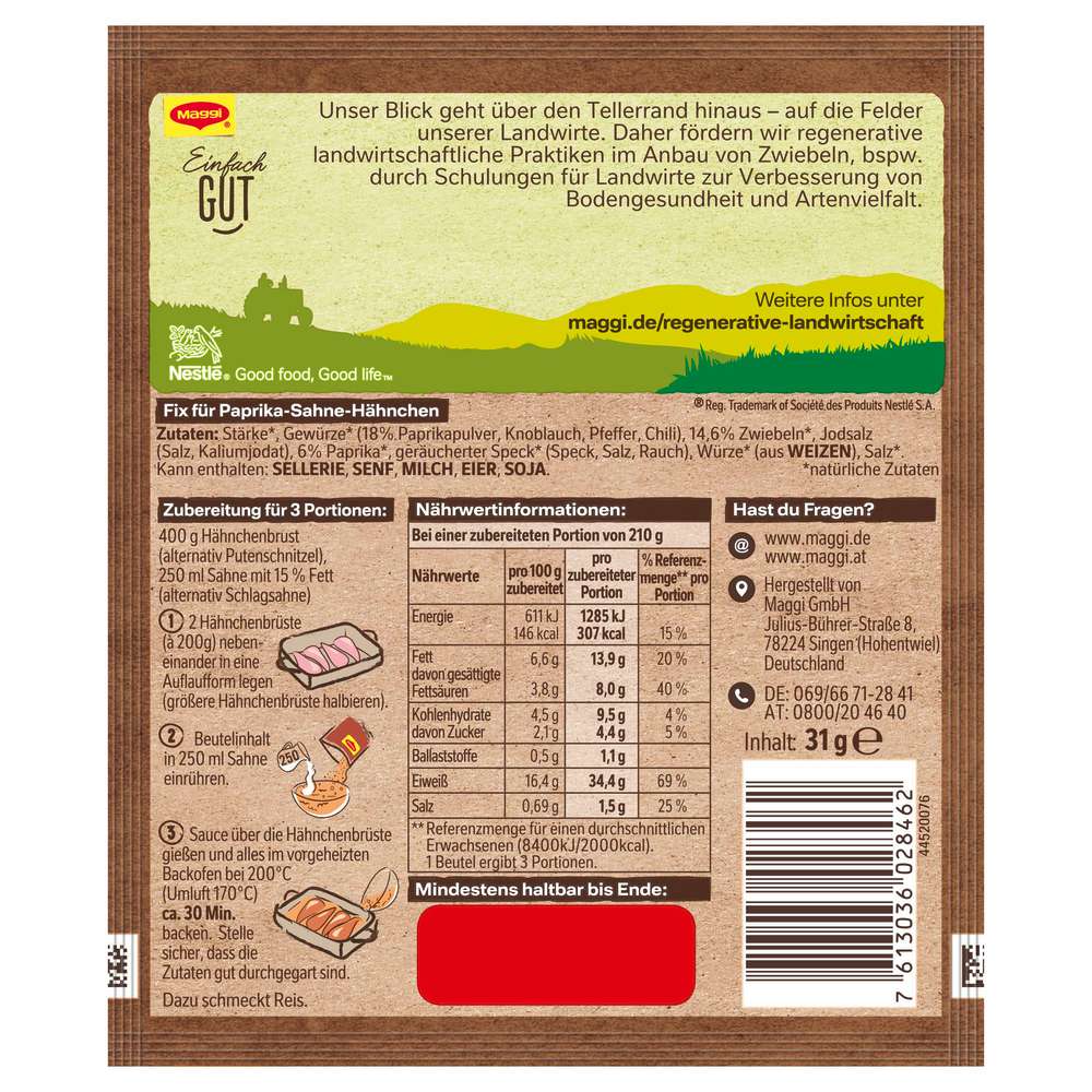 Produktabbildung Maggi Gewürzmischung, Paprika-Sahne Hähnchen