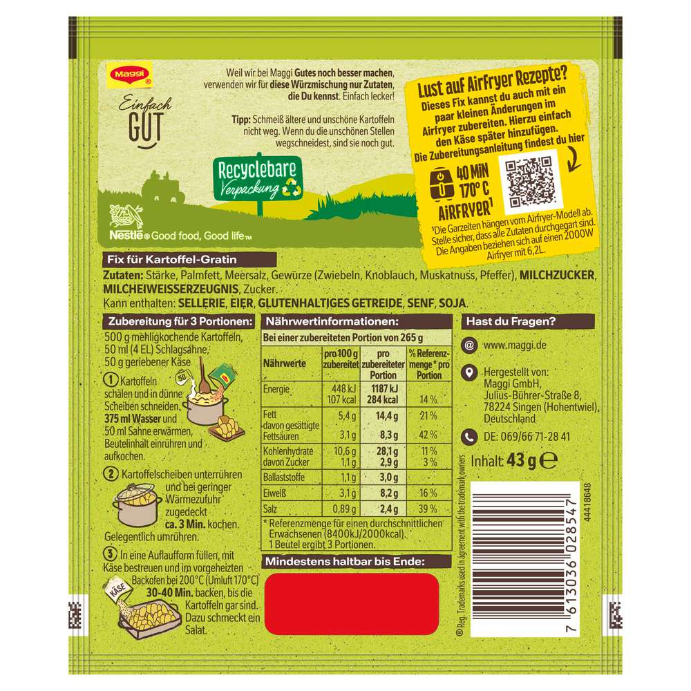 Produktabbildung Maggi Gewürzmischung Kartoffel-Gratin