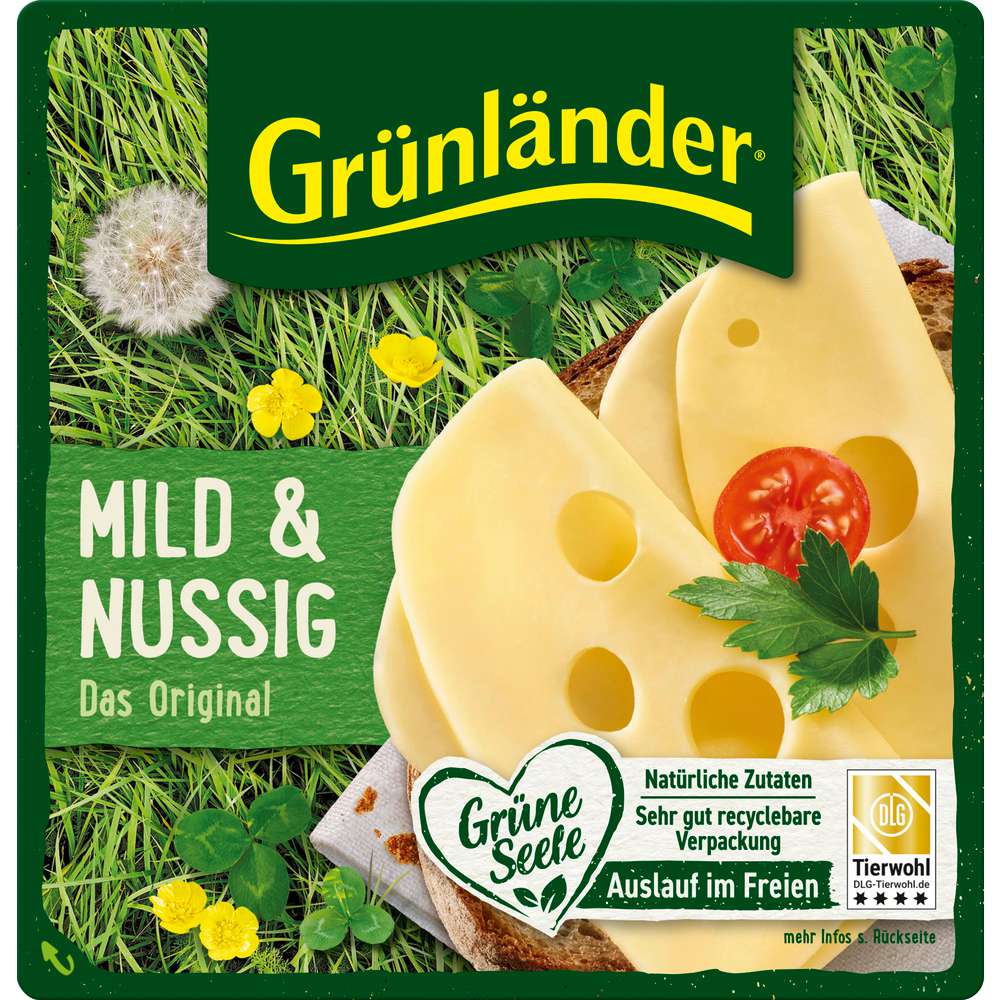 Produktabbildung Grünländer Käsescheiben, mild/nussig